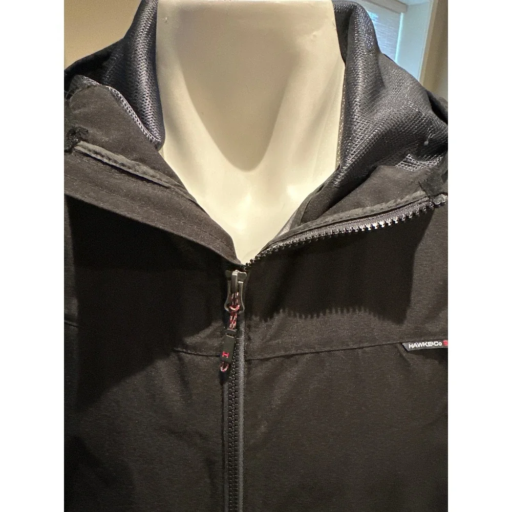 Hawke & Co Sport Hooded Windbreaker Jacket Mens M Black Full Zip Mesh Lined